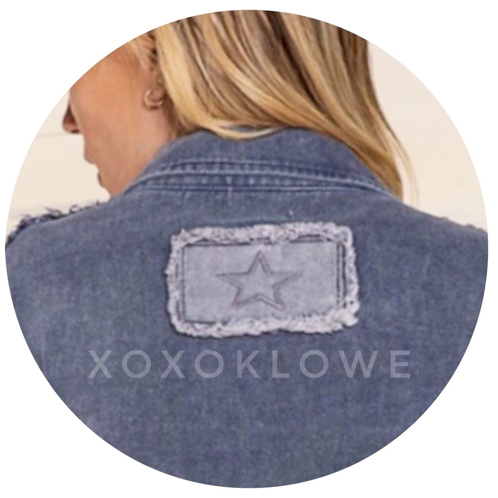 POL Oversized Denim Shacket | Blue Gray Colorblock Longline Jacket - Picture 8 of 10